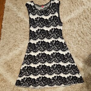 Black and White "Lace" Sweater Dress